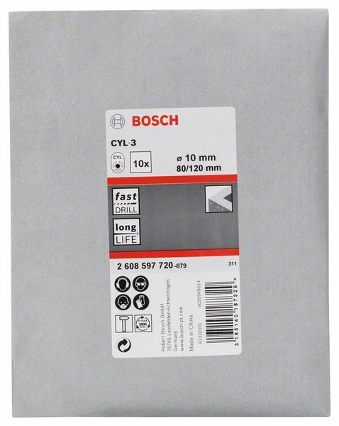 10 Forets CYL-3 Silverpercu 10X80X1 Bosch 2608597720