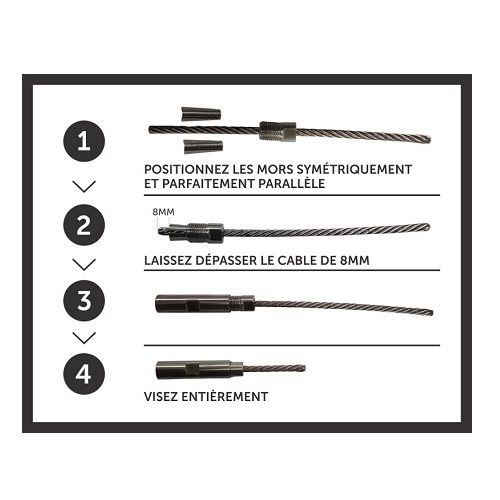 FIXATION A VISSER PAS A GAUCHE POUR CABLE D6 M8 INOX 316 - 306232