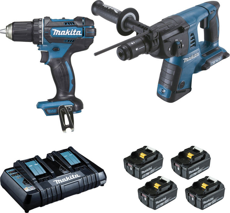 Ensemble de 2 machines 18 V Li-Ion 5 Ah (DDF482 + DHR264)DLX2138PTJ MAKITA