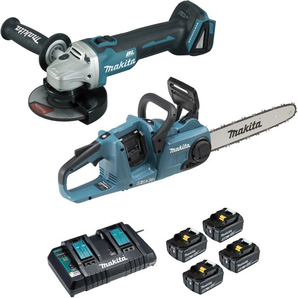 Ensemble de 2 machines 18 V Li-Ion 5 Ah (DUC353 + DGA504)DGA504PT4J-P MAKITA