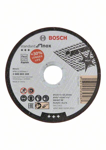 Disque à tronçonner à moyeu plat Standard for Inox - Rapido Bosch 2608603169