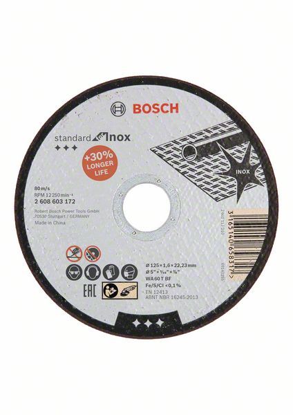 Disque à tronçonner à moyeu plat Standard for Inox Bosch 2608603172