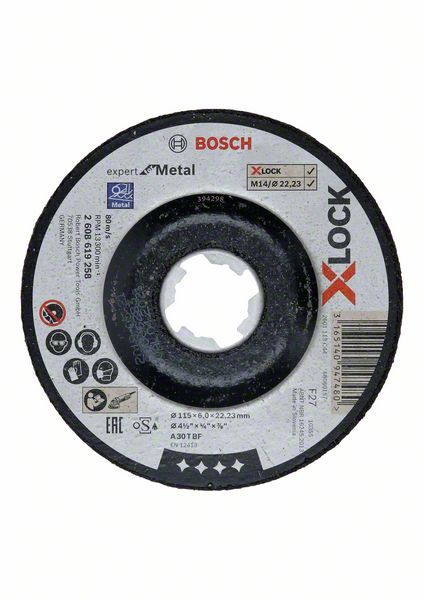 Disque abrasif X-LOCK Expert for Metal 115x6x22,23 mm à moyeu déporté Bosch 2608619258