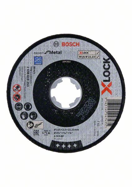 Disques à tronçonner droits X-LOCK Expert for Metal 115x2,5x22,23 mm Bosch 2608619253