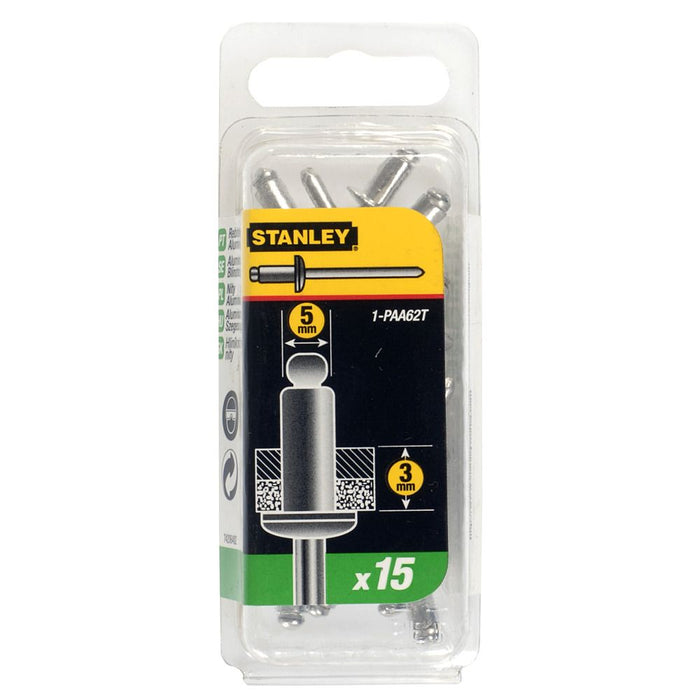 Rivet Aluminium - En Boite COURT - 5 mm x 3 (x 15 pcs) Stanley 1-PAA62T