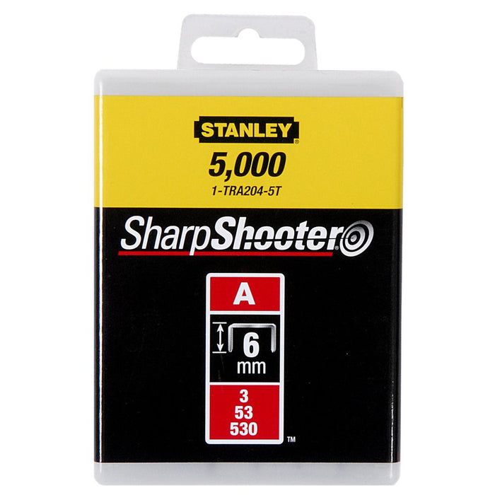 Agrafes Type A - En Boite Agrafes 6 mm - 1/4 Type A (5000) Stanley 1-TRA204-5T