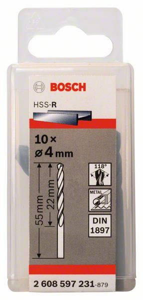 10 Forets HSS-R 4,0X22X5mm Carrosse Bosch 2608597231