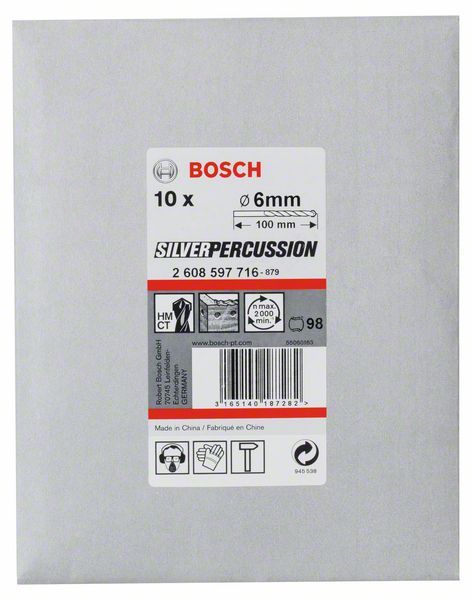 10 Forets CYL-3 Silverpercu 6,0X60X Bosch 2608597716