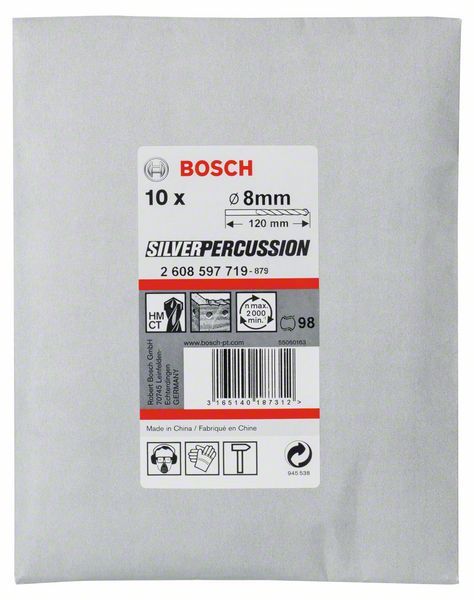 10 Forets CYL-3 Silverpercu 8,0X80X Bosch 2608597719